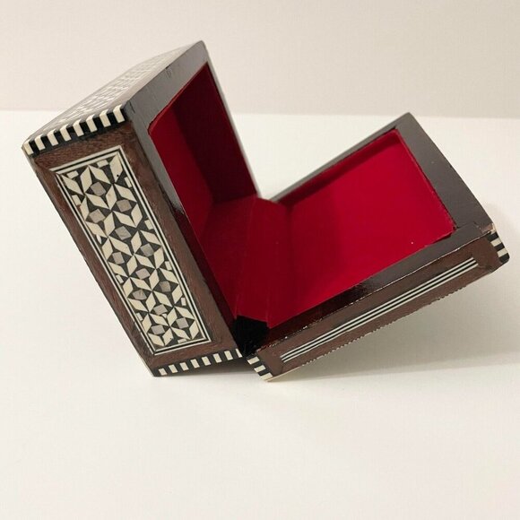 Vintage Wooden Jewelry Box Micro Mosaic Unmarked - Picture 15 of 16